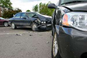 older dirty car accident smashed front right