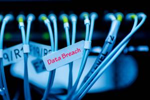 data breach sticker on back of server