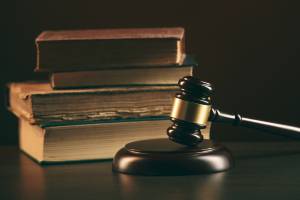 wooden table with gavel