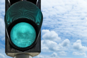 sky behind green light