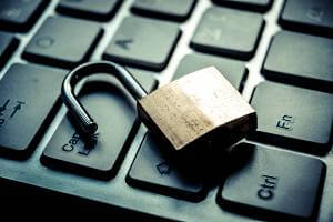 data breach concept of padlock on top of keyboard