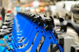 blue bicycles for rent