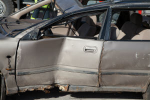 tan car after serious accident