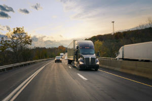 truck in traffic on highway