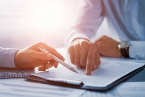 discussion with paperwork