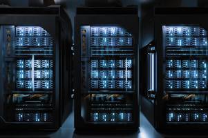 computer servers in a dark room
