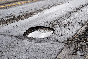 pothole on the road 