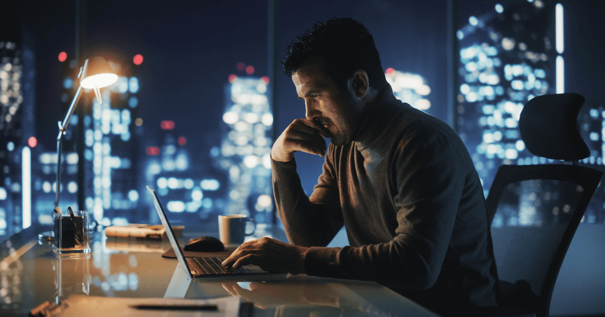 manager working late in office