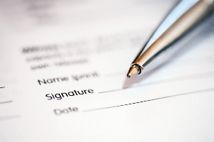 paperwork with signature line