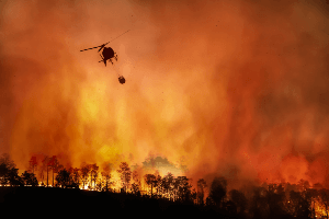helicopter attempting to put out wildfire