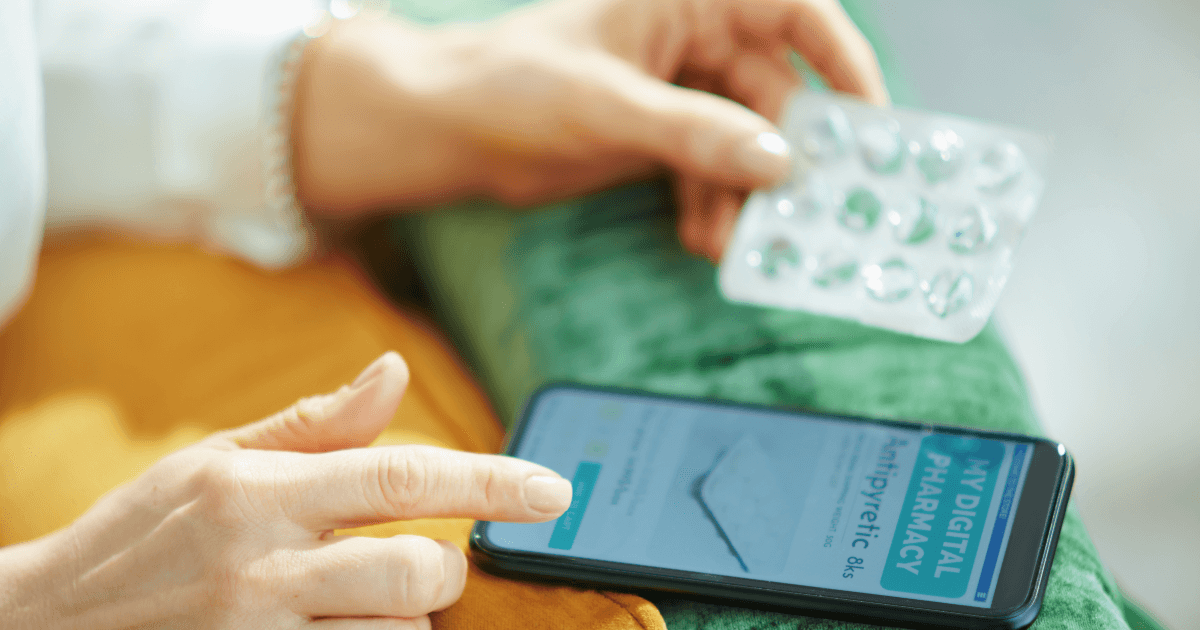 woman placing a prescription drug order on her cellphone