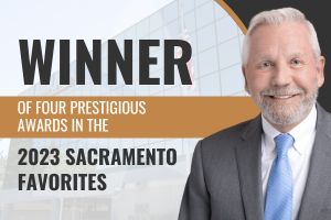 graphic Arnold Law Firm announcing Sacramento favorites wins 2023