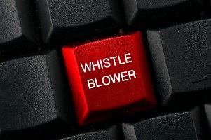 red whistleblower key on keyboard