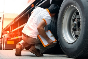 image of a truck being inspected for maintenance