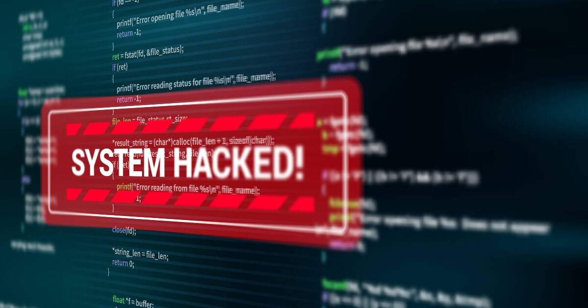image/graphic of a message - system hacked