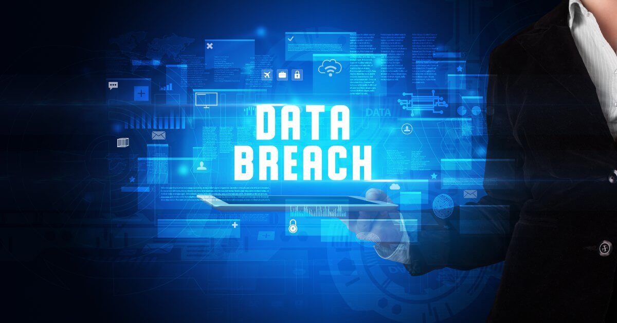 data breach floating icons above ipad