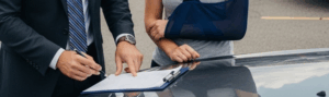 parking lot accident lawyer with injured victim in Sacramento, CA