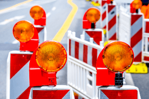 orange traffic blocking equipment