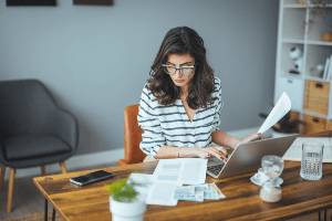 woman making calculations